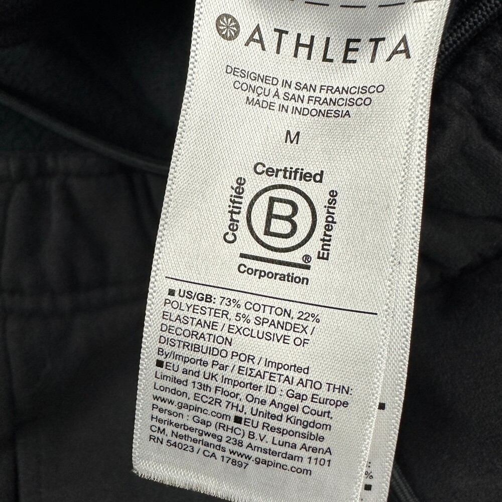 Athleta Pants Women Medium Black Solid Fleece Joggers Cinch Bottom Sweatpants M - Picture 5 of 12